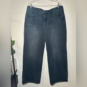 RSQ Classic Charcoal Low Rise Loose Straight Wide Leg Denim Jeans Size 32